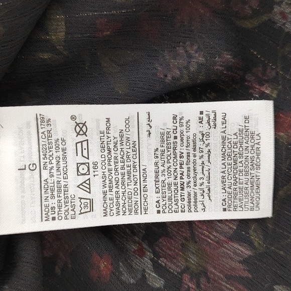 NWOT Old Navy Gold Metallic Black Floral Boho Long Poet Sleeve Blouse L Loose - Picture 11 of 11